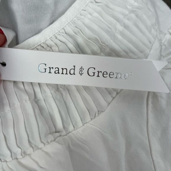 Grand & Greene White Blouse Button Down Long Sleeve Top Small - Picture 8 of 8